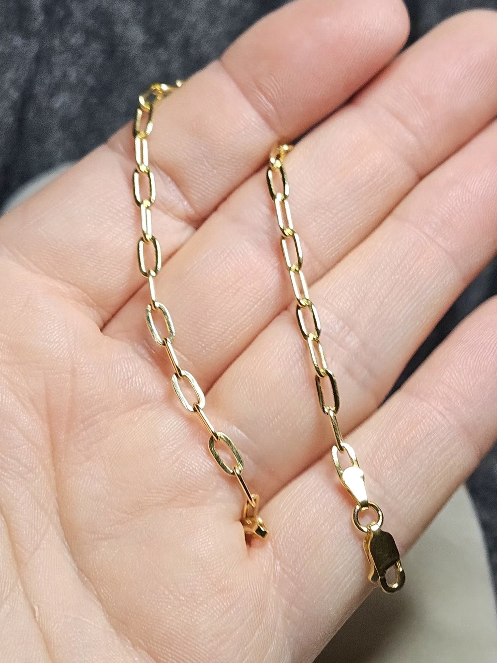 ✨ NWOT Gold Over Sterling Silver Paperclip Chain Bracelet - 2mm 7”